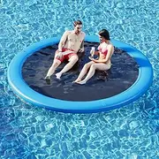 Danrelax Round Inflatable Floating Dock, Sunchill Float Ring, Hammock Tanning Pool with 4in Woven Fabric, Manual Pump for 1-2 Min Quick Inflate/Deflate, Fits 2-8, Ideal for Lakes, Pools, Oceans