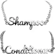 KreaSHen Shampoo and Conditioner Dispenser Label Tags 2pcs Set, Bottle Charm Labels (Silver Shampoo and Conditioner Tags)