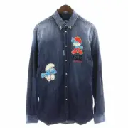 vp55 JPN S size Dsquared2 Smurfs Denim Shirt Long Sleeve Patch Gradient 46S Indi
