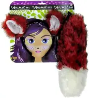 Fox Kit Ears Tail Forest Animal Fancy Dress Halloween Adult Costume Accessory