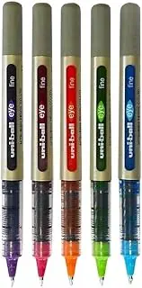 Uni-Ball Eye Ub-157 Fine Liquid Ink Rollerball Pen - Tropical Set - Pack Of 5