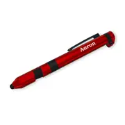 3pc Aaron Metal Multi Tool Pen 7In1 Functions w/ Torch/Screwdriver Red Case
