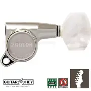 NEW Gotoh SG381-P7 Sealed 6 in Line Mini Guitar Tuners Set PEARL 16:1 - NICKEL