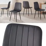 BRIBRION 4x Grey Upholstered Velvet Dining Chair Black Metal Legs For Living Study room Cafe Office Kitchen Fabric