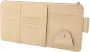 DINHEAROM Protection Visor Clip Holder Bag Beige Zipper Storage Organizer for Sunglasses Cards Receipts and Daily Essentials Keeps Your Vehicle Tidy and Accessible