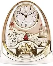 Vintage Table Clock, Silent Quartz Movement Desk Clock, Hourly Chiming Alarm Clock, Tabletop Clock for Living Room Bedroom