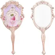 Strawberry Rococo Hand Mirror,Portable Vintage Handheld Mirror,Durable Metal Mir