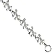 8.5 Inch Stainless Steel Polished & Antiqued Lizards 8.5In Toggle Bracelet