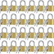 24 Pcs Solid Brass Keyed Padlock, Small Yellow Gym Lock, Strong Padlock with Same Key for Luggage Toolbox (20mm)