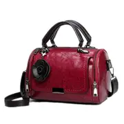 Leisure Fashion Retro Oil Wax Leather Slant Shoulder Bag Handbag(Wine Red)