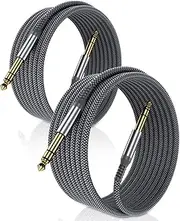 Elebase 1/4 Inch TRS Instrument Cable 3M 2-Pack,Straight 6.35mm Male Jack Stereo Audio Interconnect Cord,6.35 mm Balanced Line for Electric Guitar,Bass,Keyboard,Mixer,Amplifier,Amp,Speaker,Equalizer