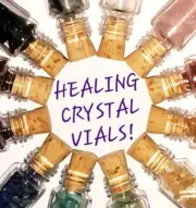 Crystal Vials & Cork - Chakra Stones Reiki Healing Wicca Orgonite Resin Gemstone