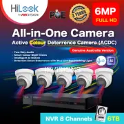 6MP Hilook By Hikvision : 4K NVR 8 Channels+6TB HDD+5 pcs. IP Camera Color