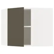 METOD corner wall cabinet with shelves, white/Havstorp brown-beige, 68x37x60 cm