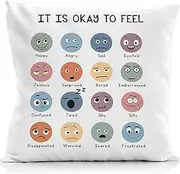 Qvapt Classroom Emotions Pillow Covers 18x18,Feelings Emotions Throw Pillow Cover,Boho Classroom Pillows for Kids Reading Corner Homeschool Teens Room Decor