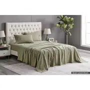 Sydney Stonewash Cotton Bed Sheet Set Oil Green - Single