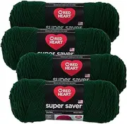 Red Heart Super Saver Yarn (4-Pack of 7oz Skeins) (Hunter Green)