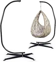 Giantex Hammock Chair Stand Only, Heavy Duty Steel C-Stand for Hanging Chair, 360° Rotation Egg Chair Stand W/Carabiner, 2" Diameter Steel Pipe, 81.5" H Stand for Swing Chair Outdoor Indoor