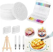 Magic Foam Texture Painting Kit, 3D Drawing Magic Canvas Sponge, Puffy Popcorn Drawing Texture Painting Kit (Rounded)