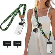 Icycay Phone Lanyard Crossbody, Black Cat Leaf Cell Phone Strap for Around The Neck Adjustable, Anti Theft Cute Lanyard for iPhone Case ID Holder Keys Accessories Travel Essential