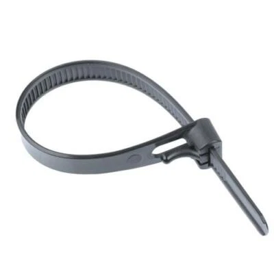 7.6mm Black / White Releasable Reusable Cable Zip Tie - Pack of 100