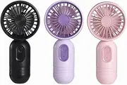 Mini Portable Fan 3 Pack Personal Handheld Fan Battery Operated Lightweight Small Personal Fan with 3 Speeds and USB Rechargeable Fan for Stylish Girl Kids Women Men Office Outdoor Travel Camping