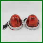 Classic Watermelon Glass Flush Mount Dark Amber LED Lens Light -Set of 2