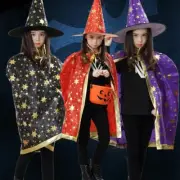 Kids Robe Wizard Cape Cosplay With Hat Cloak Costume Halloween Kids Party Witch
