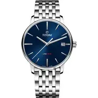在飛比找森森購物網優惠-TITONI梅花錶LINE1919百年紀念T10機械錶-藍x
