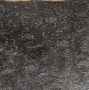 Vinyl Fabric Western Black Floral Faux Tooled Leather 58" Wide 5.5 Yards Lot