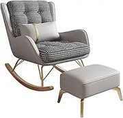 CADYNN Living Room Reclining Rocking Chair,with Foot Stool,Balcony Relaxing Chair,Modern Soft Sleeper Armchair(Gray)