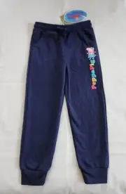 Peppa Pig Girls Navy Blue Printed Trackie Track Pants Size 6 New