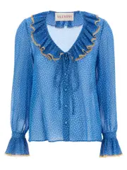 [Valentino Garavani] Valentino Garavani-Silk Shirt Camicie Celeste-Donna 40IT