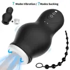 Blowjob Stroker Vibrator Rechargeable Masturbator Cup Penis Trainer Pump Sex Toy