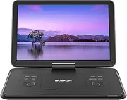 [BOIFUN] 17.5 Inch Portable DVD Player with 15.6 Inch HD Display, 6 Hours Rechargeable Battery, Support for USB/SD Card/AV Transmission, Sync TV/Projector Screen, Black