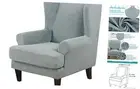 Wingback Chair Cover 2-Piece, Wing Chair Covers Armchair Knitted Greyish-green