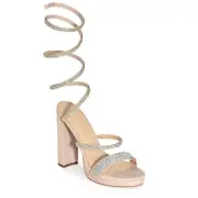 Wild Diva Women's Embelisshed Rhinestone Coil Wrap Around Spiral Ankle Strap