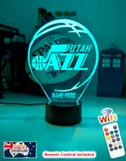 UTAH JAZZ BASKETBALL Personalised 3D LED Night Light 7 Colour Change Lamp