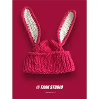 在飛比找ETMall東森購物網優惠-可愛兔耳朵女秋季手工毛線帽子