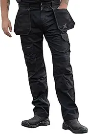 [Xpert] Pro Stretch+ Work Trousers Mens Tapered Fit Combat Cargo Pants with Stretch Panels, Multi Utility Pockets, Flex Waistband and Knee Pad Pockets