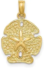 [JewelryWeb] 14ct Gold Sand Dollar W High Polish Edge Charm Pendant Necklace 18x13.35mm Wide 2.1mm Thick