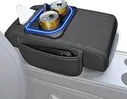 Armrest Storage Box for Your Car - Arm Rest Lighted Organizer,Multifunctional Car Armrest Cushion with Cup Holder & Tissue Box, Auto Accessories for Road Trips, Commuting, Front Seat Storage
