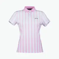 在飛比找momo購物網優惠-【PING】女款直條短袖POLO衫-粉紅(吸濕排汗/GOLF