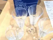 NEW IN BOX Towle Riviera Full Lead GOBLET Stemware Blown Glass SET OF 4 #23157