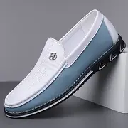 Men's Two-Tone Faux Leather Loafers - Stylish Slip-On Casual Shoes with Comfortable Sole for Daily Wear