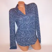 Victoria Secret Pajama Top Blue Floral Modal Button Up Long Sleeve Sleepwear new