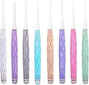 8Pcs Acrylic Crochet Hooks Set,Crystal Crochet Knitting Crochet Hooks,Non-Slip Crochet Hook Grips Crochet Hook,Plastic Crochet Hooks Ergonomic Crochet Hook Grips,Plastic Ergonomic Crochet Hook Set