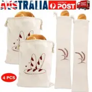 4pcs Linen Bread Bags Unbleached Linen Reusable Food Storage for Homemade Bread