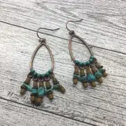 2”Bronze-tone Earring Boho Bead Set Dangle Drop Hook New Free Ship 3896