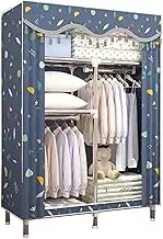 Portable Wardrobe Portable Canvas Wardrobe,Fabric Clothes Closet Storage Organizer with Hanging Rail,Foldable Closet for Bedroom
